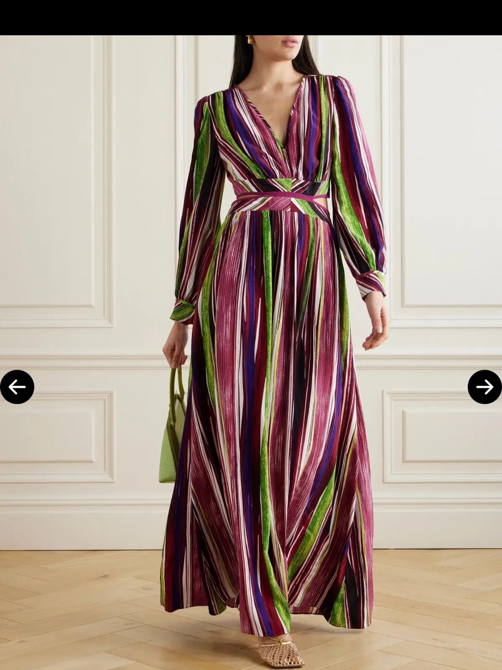 Diane Von Furstenberg Womens Jenifer Striped. Crepe Maxi Dress